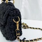 Borsa con fettuccia a uncinetto - Nero