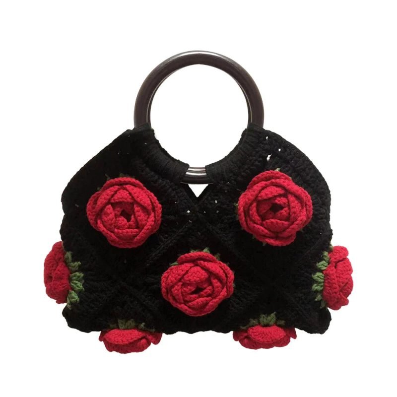 Borsa con fiore africano - Rosso Nero