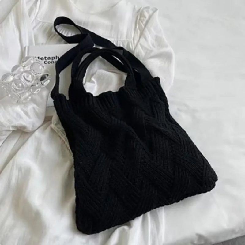 Borsa spiaggia all’uncinetto - Nero