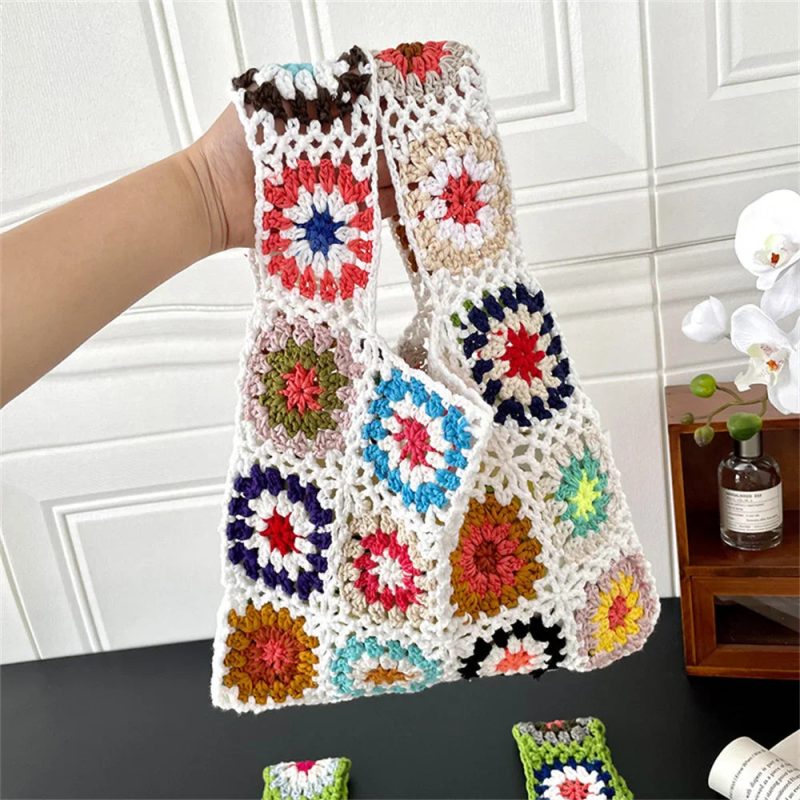 Borsa uncinetto quadretti