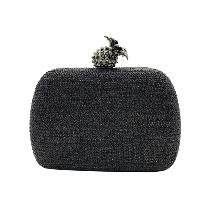 Pochette rafia uncinetto - Black / (20cm