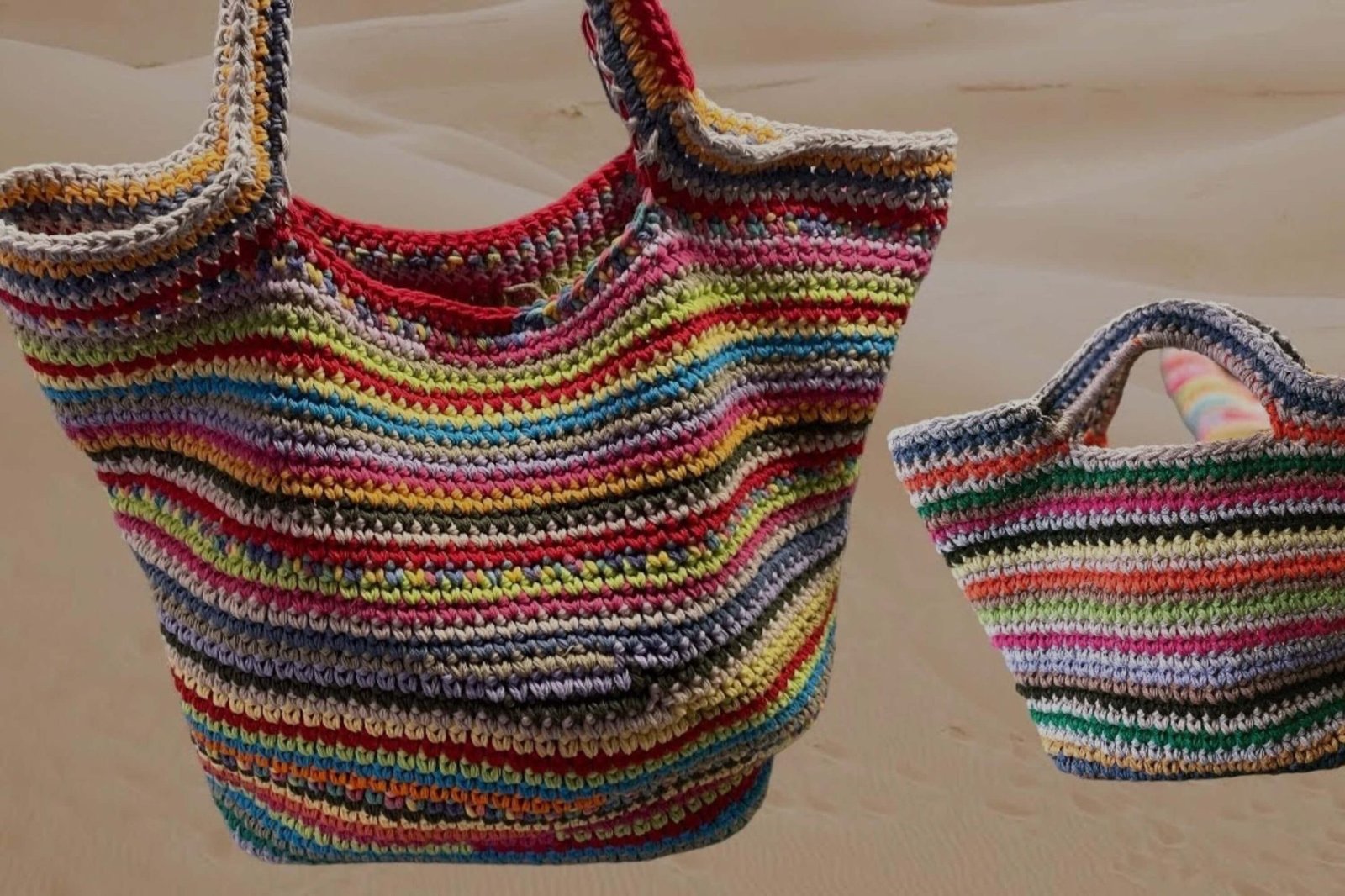 SUOSDEY Borsa da spiaggia in maglia all'uncinetto, borsa a tracolla da donna in stile bohémien, estetica per vacanze estive, E.beige
