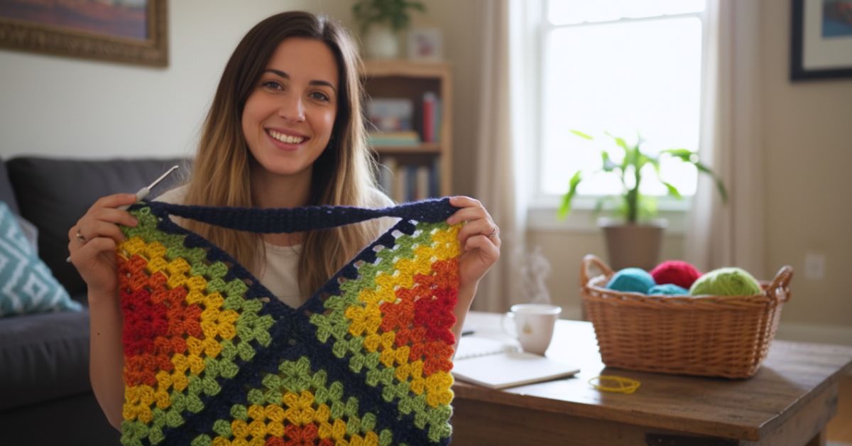 Borsa con Quadrati all'Uncinetto