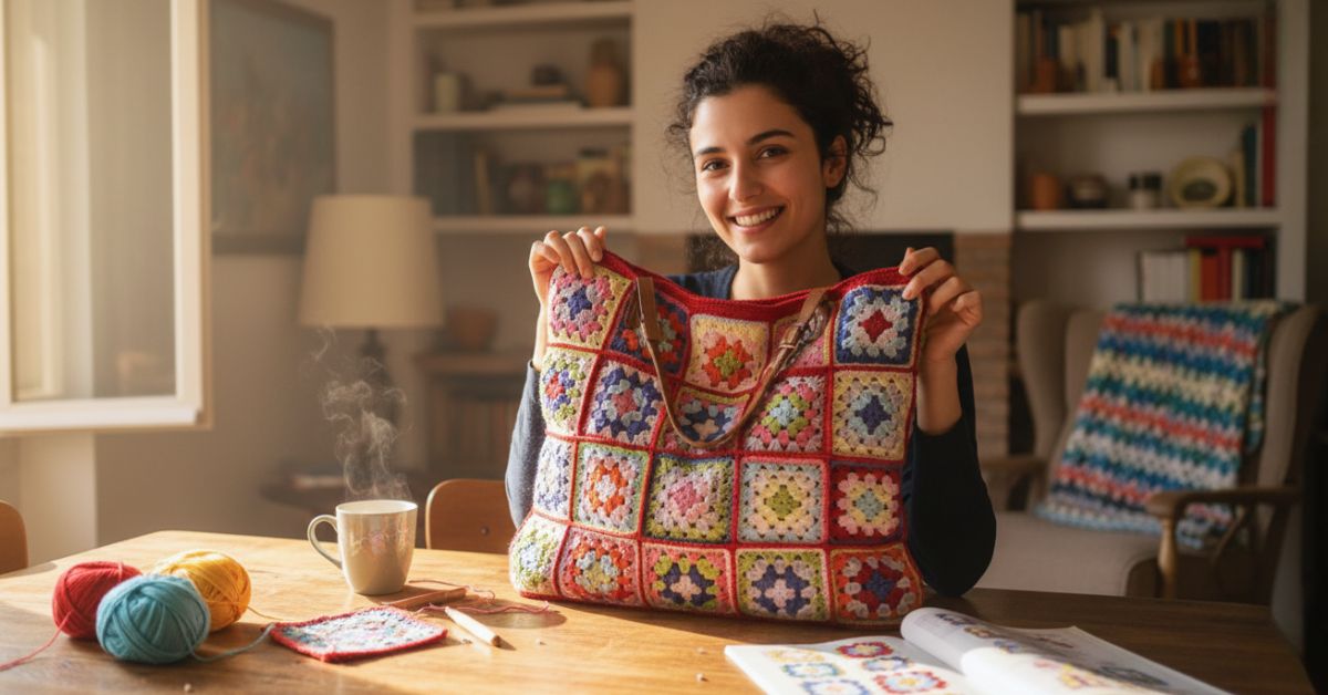 Borse con Quadrati all'Uncinetto