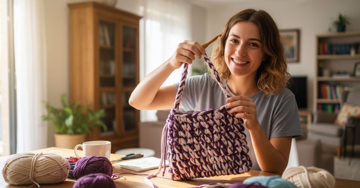 Fettuccia In Cotone Ecologico Thai Cotton Per Uncinetto - 3 Gomitoli Da 250g, Totale 750g, Marrone 303, Per Cestini E Borse