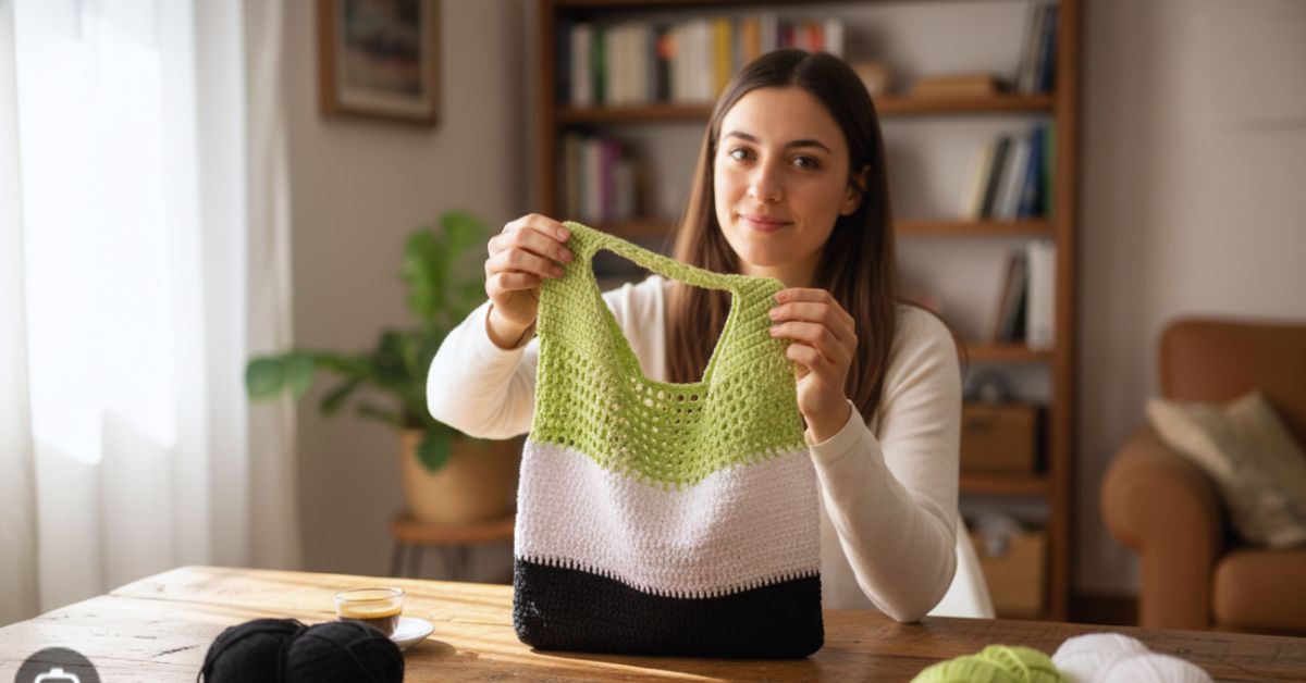 Borsa a Righe Uncinetto