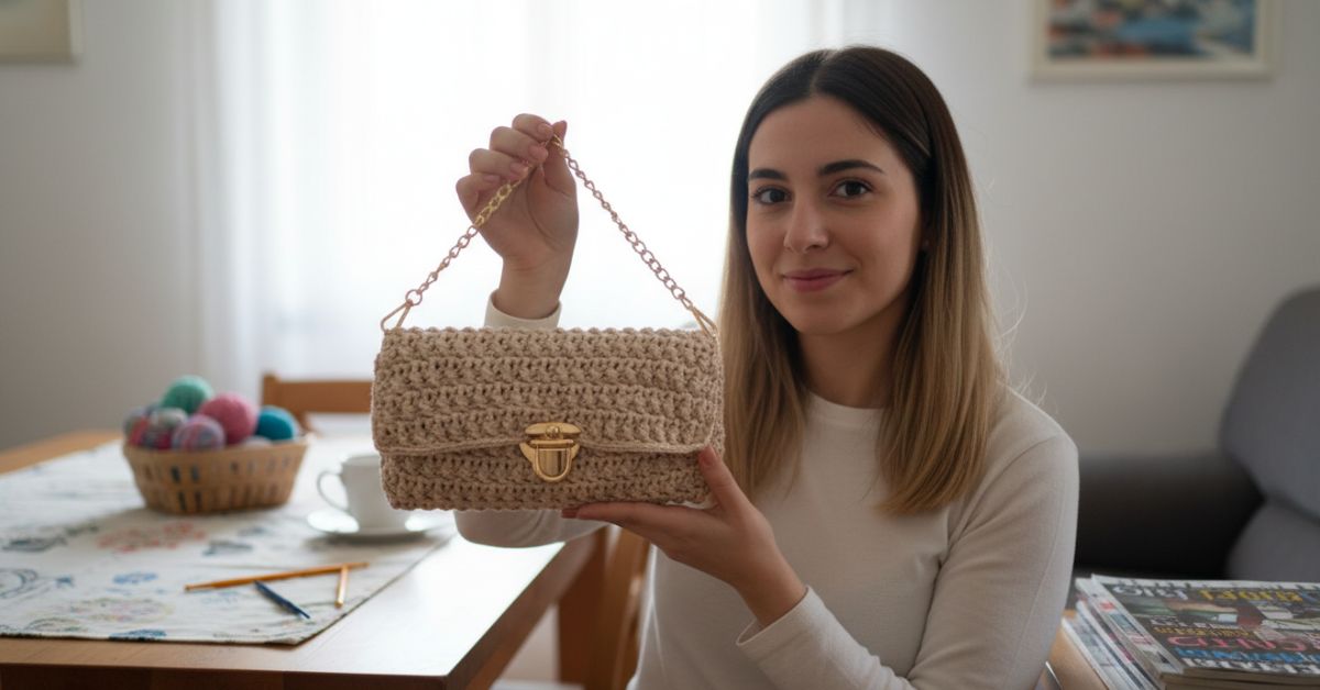 Borsa elegante all'uncinetto