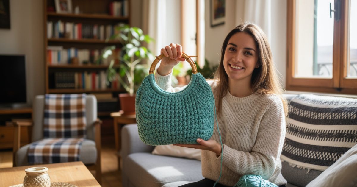 Come fare una borsa uncinetto elegante con manici tondi