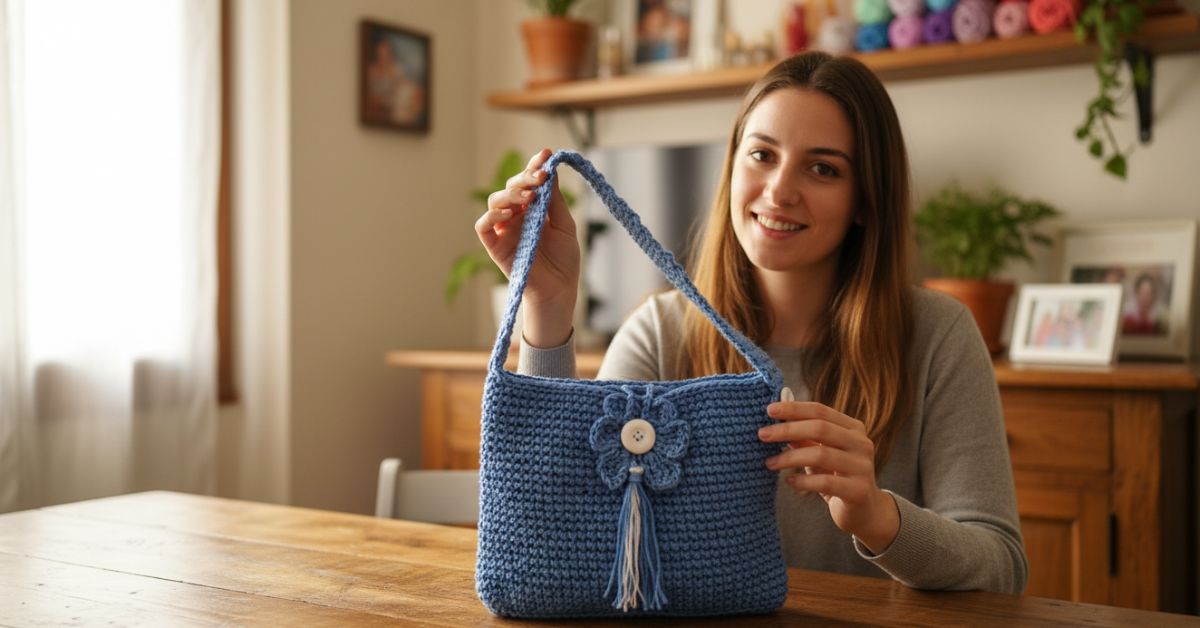 Borsa a tracolla all'uncinetto il tutorial passo dopo passo per un modello glitter