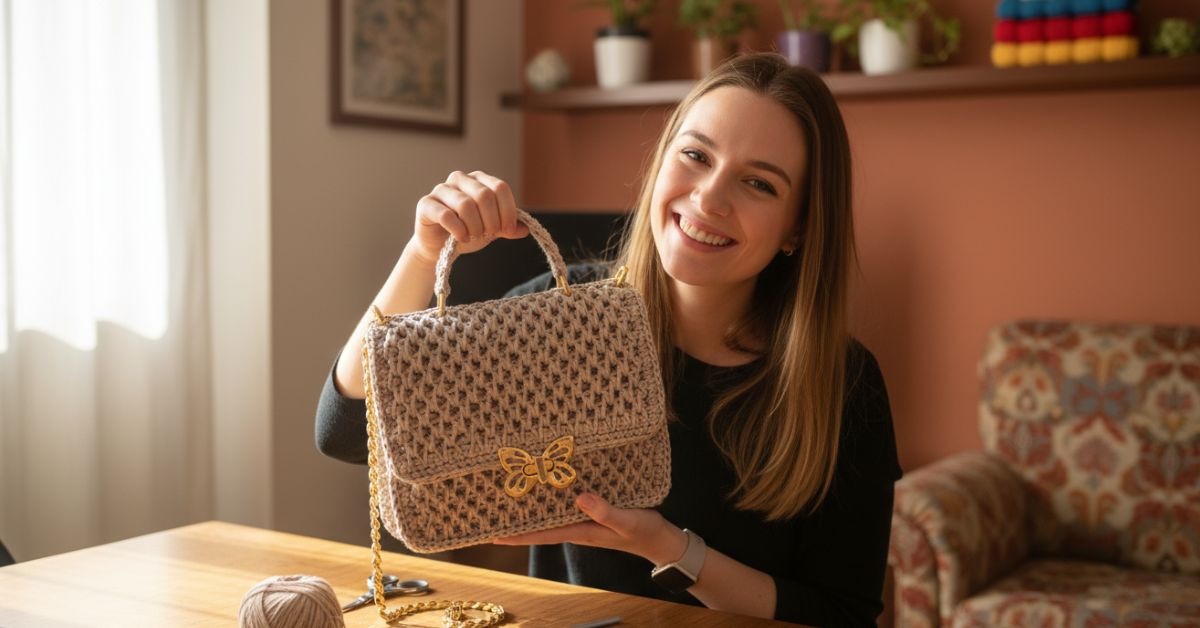 Borsa all'uncinetto Isabel il segreto del punto nido d'ape per un look da cerimonia