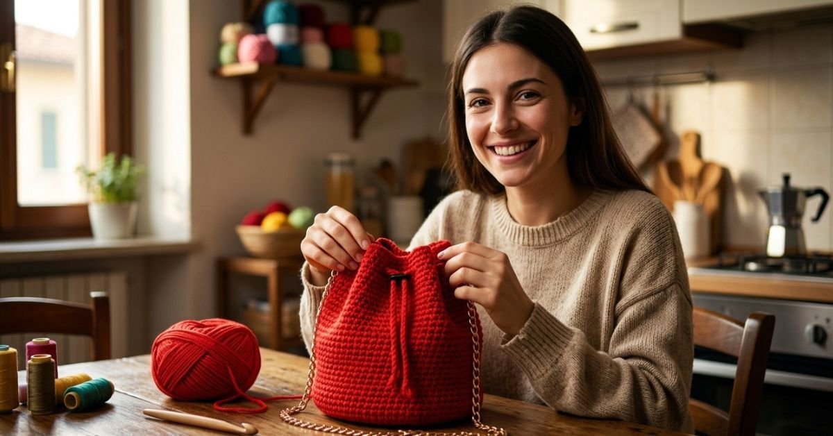 Borsa a secchiello Gisel il tutorial per creare un accessorio chic con un trucco segreto