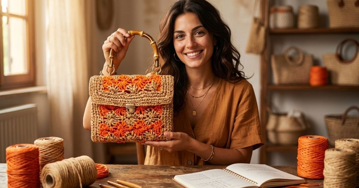 Borse uncinetto il segreto per fissare i manici in bamboo come un